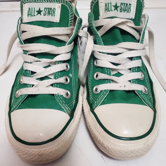 Well Loved Converse All Star Low Top Green Canvas Shoes M5 / W7 - Picture 7 of 16